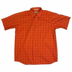 L.L. Bean Men's Plaid Button Down Shirt Medium Orange